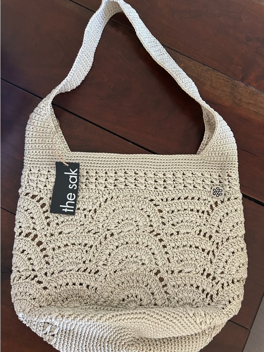 The Sak Hand-Crocheted Hobo Bag – Neutral Beige – Boho Shoulder Bag